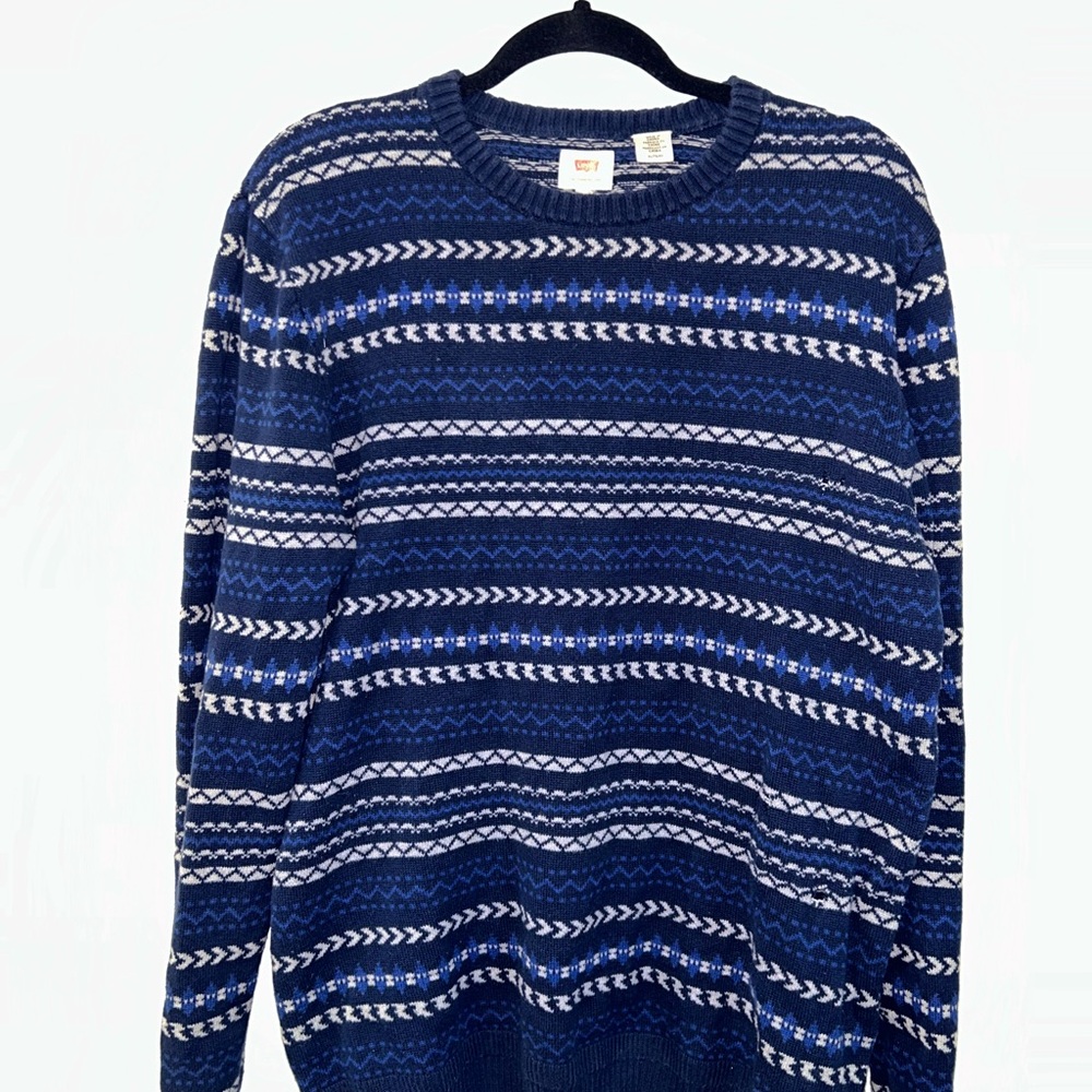 Levi's Navy and White Patterned Crewneck Sweater